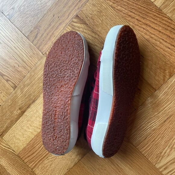 Red tartan plaid superga‎ sneakers sz 37 - Picture 2 of 2